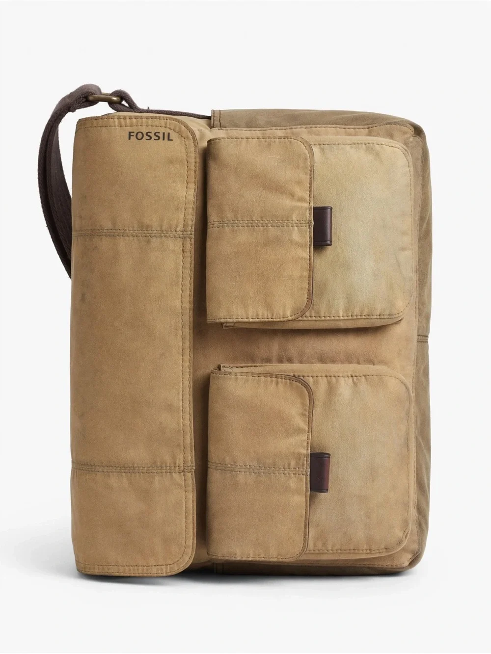 FOSSIL VINTAGE CANVAS MESSENGER BAG KHAKI UTILITY CROSSBODY FIELD BAG UNISEX